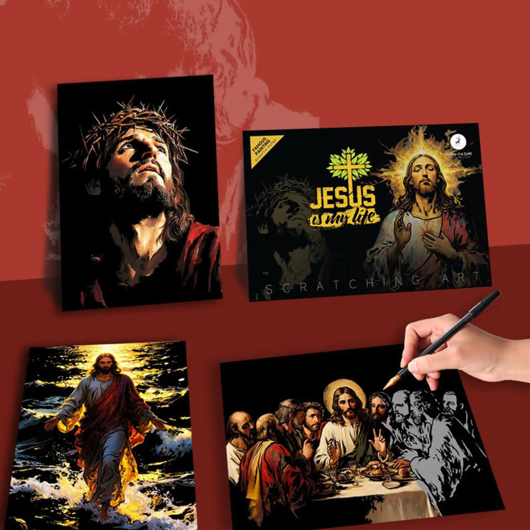 Scratch Painting Jesus